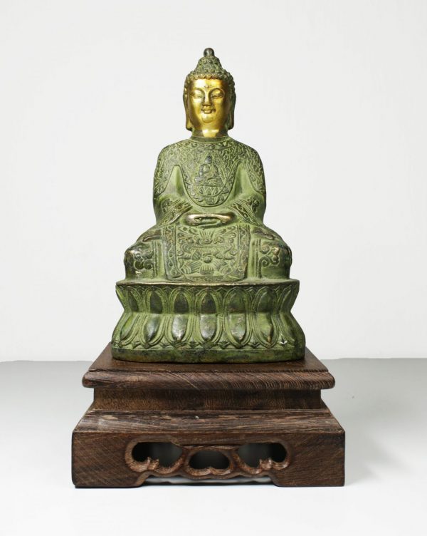 China. Guanyin Bronze Buddha statue. 1950 circa. 570 gr. - 16,5x9x7 cm-0